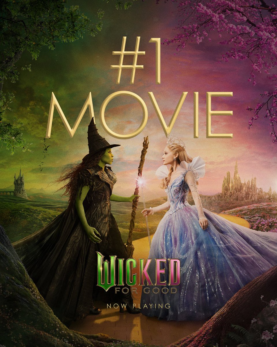 Defying gravity once again! 

#WickedForGood is the No.1 Movie in the world ✨👏 

Repost if you saw it this weekend...