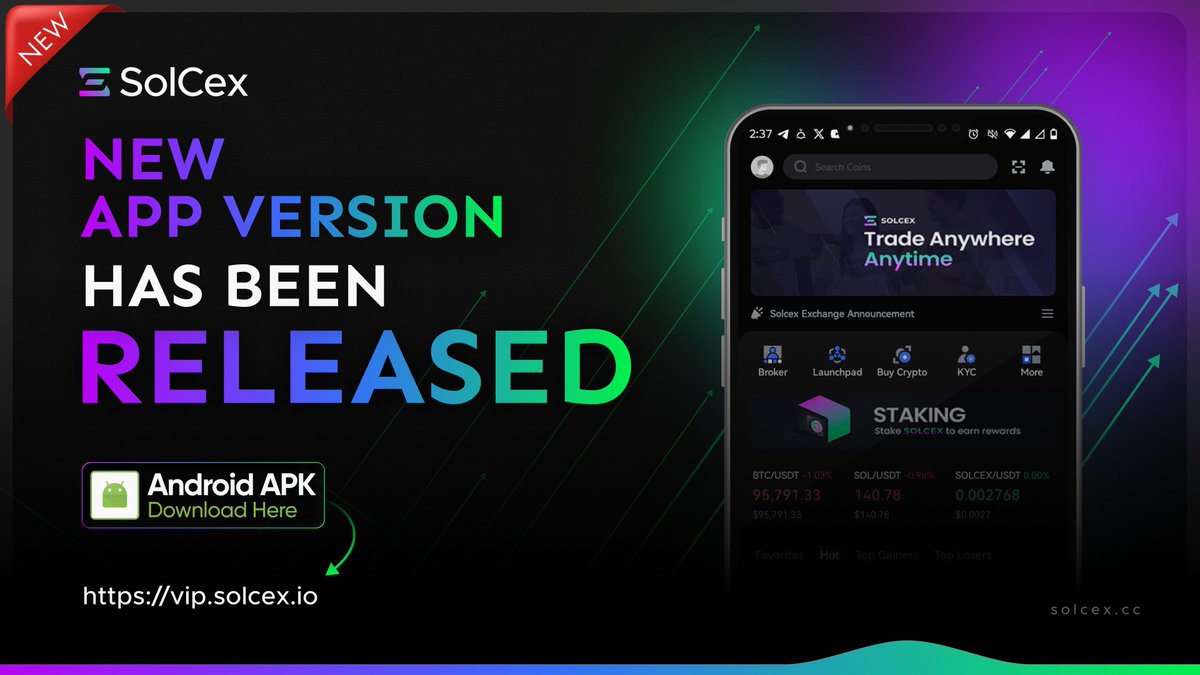 🔥 New SolCex Android APK Version is Officially Live

We have officially released the new Android APK version for all SolCex users.

You can now download the updated APK directly from our only official link:

👉 vip.solcex.io

This version includes major upgrades