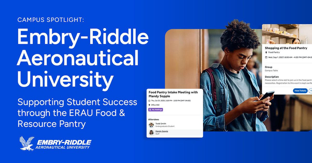 Embry-Riddle Aeronautical University’s Food &amp; Resource Pantry, managed through CampusGroups, gives students discreet, easy access to essentials.

Supporting students goes beyond the classroom. Find out how👇hubs.la/Q03Spkb30

#StudentSuccess #StudentEngagement #EdTech