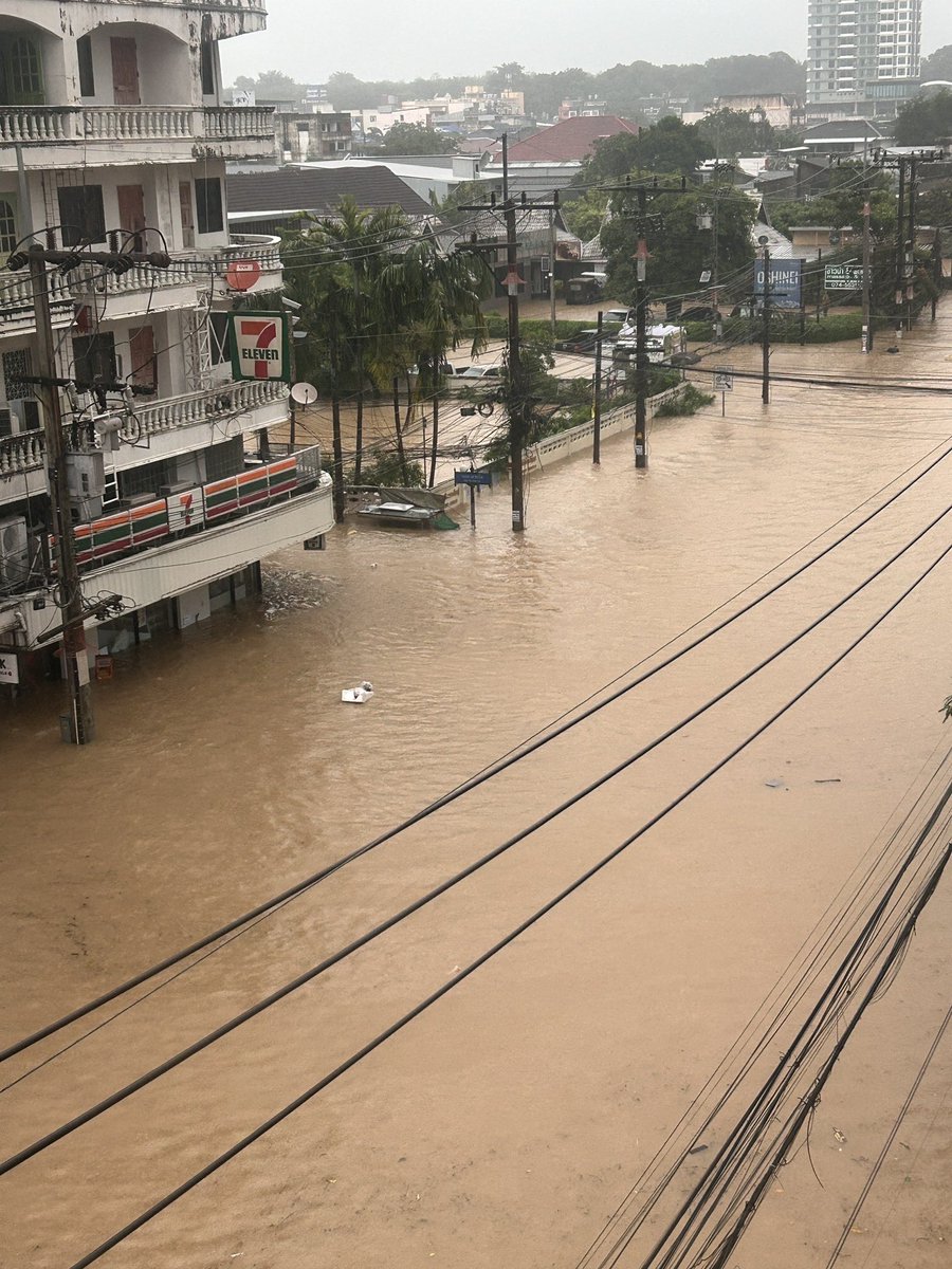 spin9's tweet image. ขอบคุณทุกคนที่เป็นห่วงครับ ทางบ้านซู่ชิงที่หาดใหญ่ ถนนธรรมนูญวิถี หน้าบ้าน(และร้านคอมพิวเตอร์)ท่วมสูงมาก ไม่มีไฟฟ้า ตลอดทั้งเส้นต้องการความช่วยเหลือทั้งอาหารและน้ำสะอาดครับ 

ตอนนี้ความรับรู้เรื่องสถานการณ์น้ำท่วมหาดใหญ่น่าจะรับรู้ทั่วกันแล้ว…