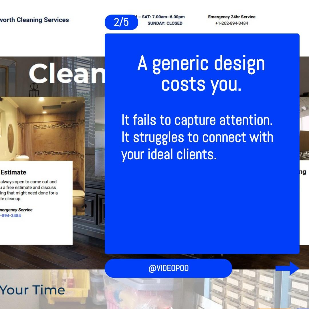 VideoPod's tweet image. A tailored design instantly highlights your brand&apos;s unique value. It&apos;s more than just looks; it&apos;s how you capture attention and connect with your ideal clients.