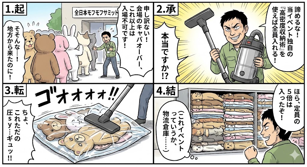 ケモノイベントのキャパ不足解消法をGemini君に漫画にしてもらうテスト