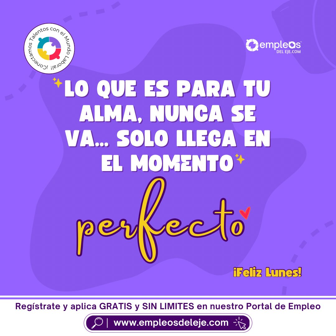 empleosdeleje's tweet image. Empieza la semana con fe bonita 💛
Todo lo que has sembrado con amor está volviendo a ti en formas que aún no imaginas.
Confía en el tiempo divino, confía en tu proceso 🌿
💜 empleosdeleje.com

#EmpleosDelEje #LunesDeLuz #FluyeBonito