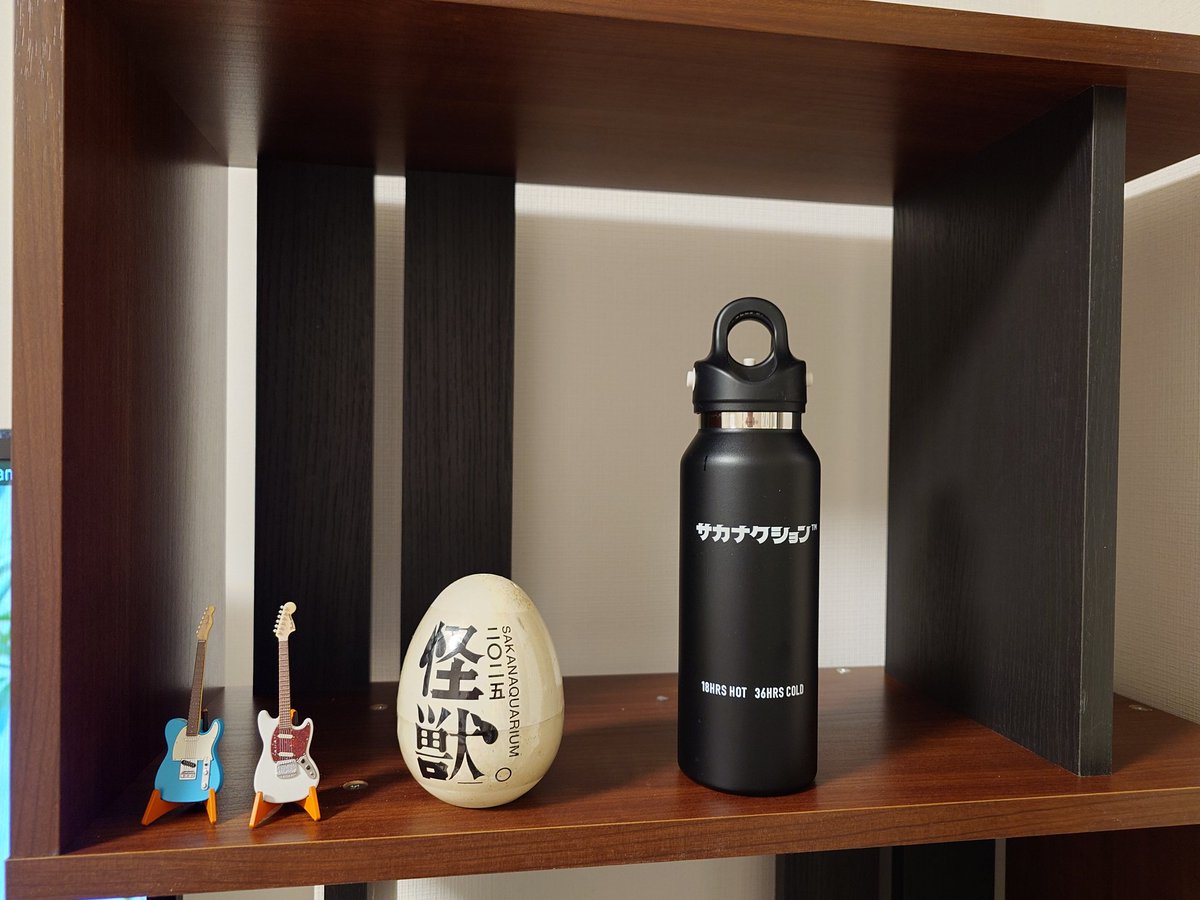 21aodb's tweet image. スノードームやらレコードやらを購入したものの、届いても置き場所がないので棚を買って、配信のアーカイブ聴きながら組み立てた。
グッズ並べてみたらなかなかいい感じ