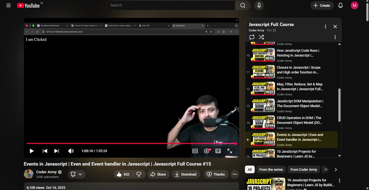 codewithmalhar's tweet image. Day 30 Completed of Web Development Journey.
I learned everything about events:
-events, events listener, event action
-event bubbling
-event object
-how to remove event listener

Thank you @rohit_negi9 and @adityatandon02 for providing this course.

#LearnInPublic #coderarmy
