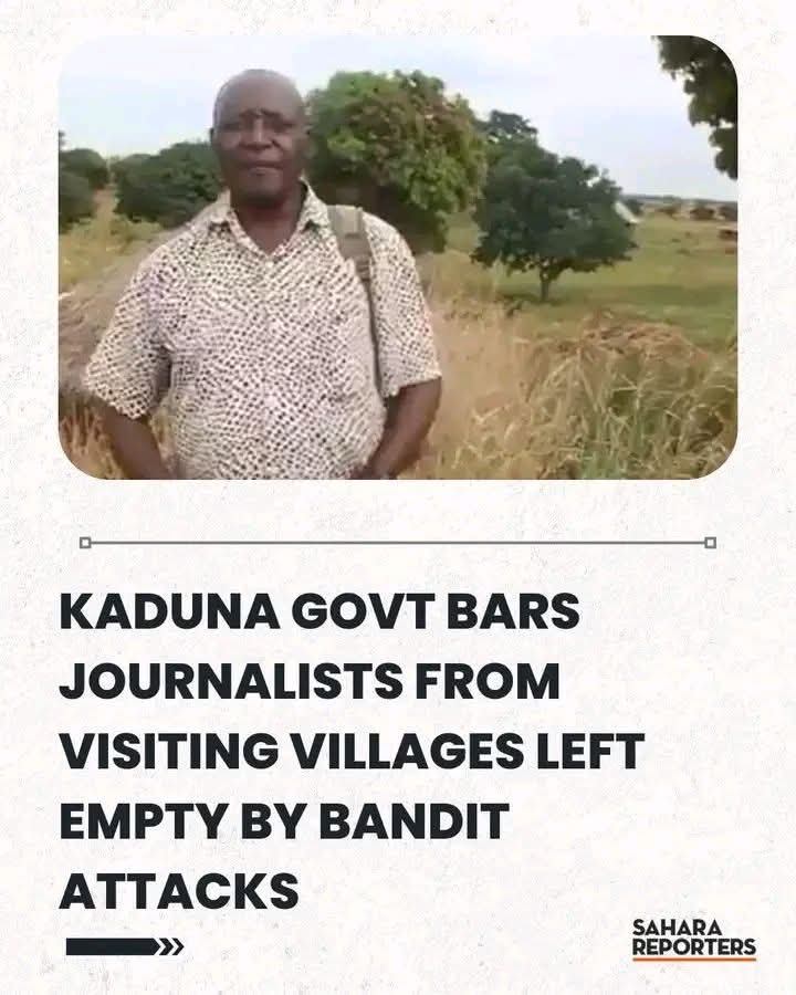 Just in!

Kaduna Government Bars Journalists From Visiting Villages Left Empty By Bandit Attacks Amid False Claims Of Villagers’ Return.

<a href="/POTUS/">President Donald J. Trump</a> 
<a href="/GunterFehlinger/">Gunther Fehlinger-Jahn</a> 
<a href="/WalidPhares/">Dr Walid Phares</a> 
<a href="/StateDept/">Department of State</a> 
<a href="/SecRubio/">Secretary Marco Rubio</a> 
<a href="/SecWar/">Secretary of War Pete Hegseth</a> 

#EndNigeriaNowToSaveLives
#FreeMaziNnamdiKanuNow