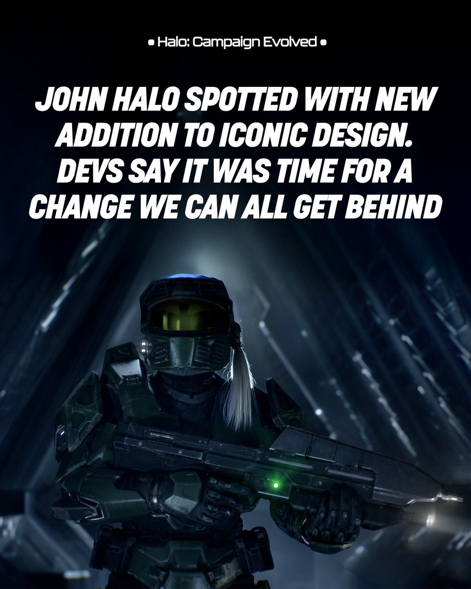 LegitHaloLeaks's tweet photo. 🚨BREAKING🚨

Halo Studios developer confirms the addition of a ponytail to John Halo's iconic design in Halo: Campaign Evolved. #Halo #Xbox https://t.co/OUJ1O42NTe