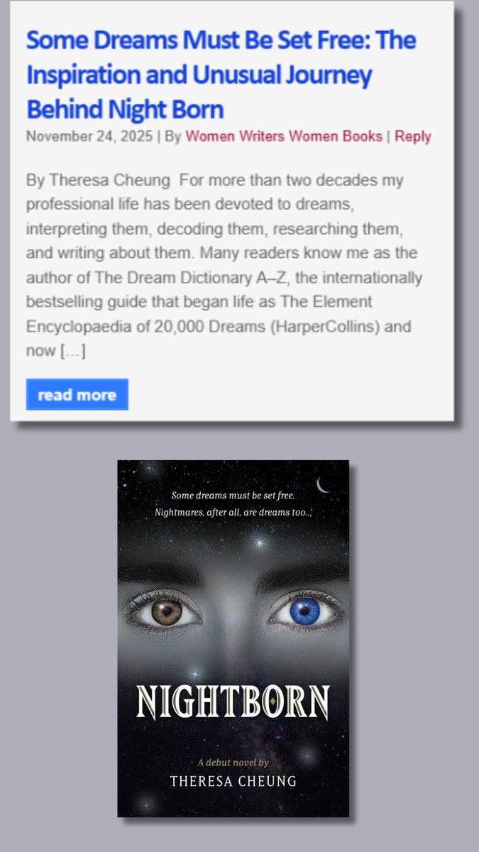 Some Dreams Must Be Set Free: The Inspiration and Unusual Journey Behind Night Born <a href="/Theresa_Cheung_/">Theresa Cheung</a>     booksbywomen.org/ome-dreams-mus…