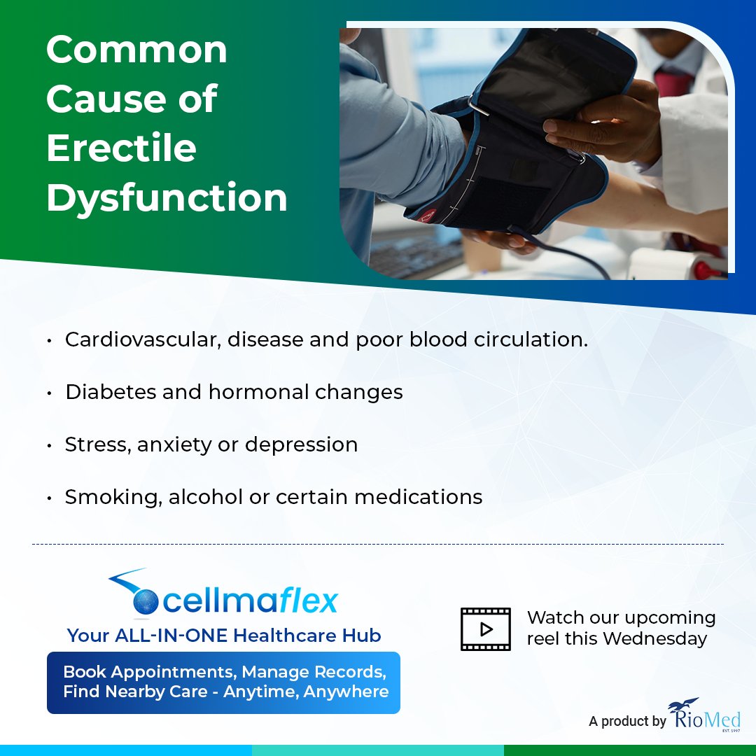 RioMed's tweet image. Erectile dysfunction is more common than many think and not just a part of ageing. It can signal underlying health issues. Let’s talk openly, learn the facts, and break the stigma around men’s health.

Book your appointment today: cellmaflex.com/CellmaFlex/aut…

#ErectileDysfunction