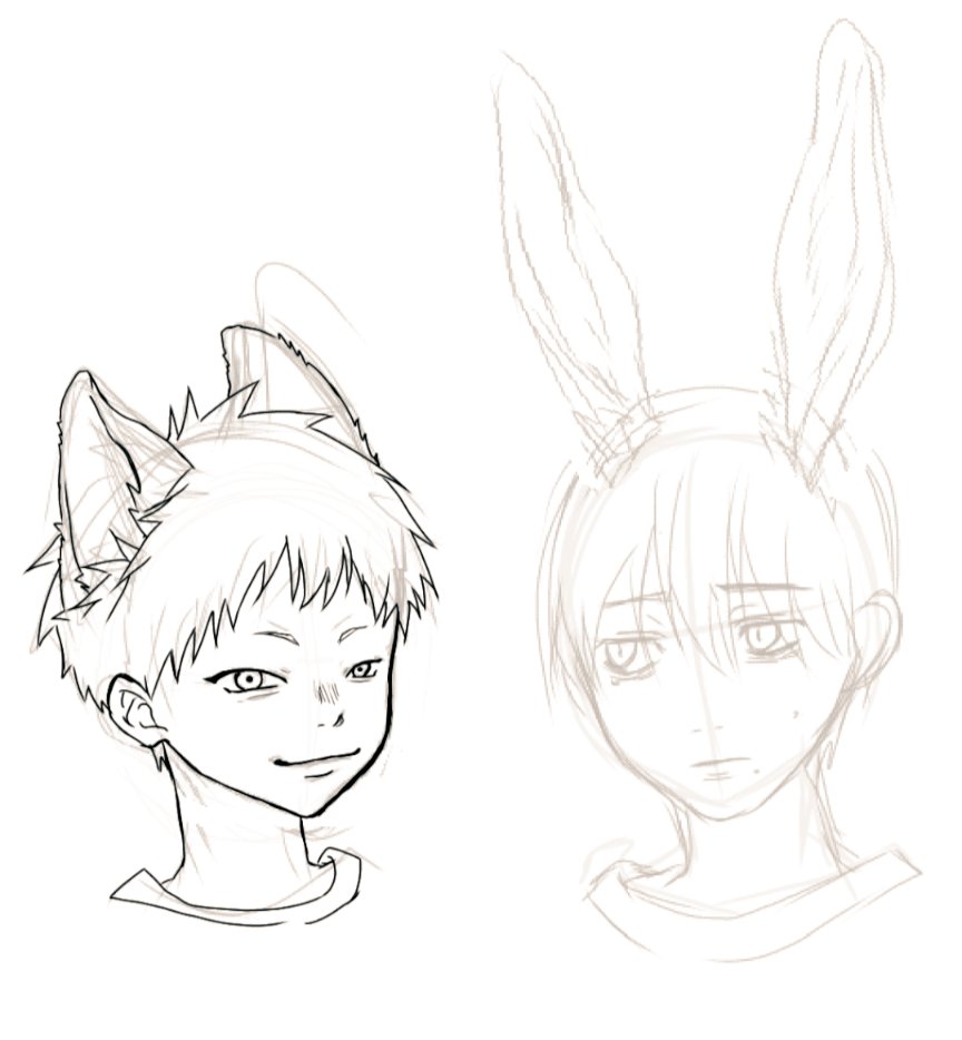 JmacdZcseGxUHhS's tweet image. よしきが🐰なら、光は猫かなぁ？
なんて考えながら描いてた