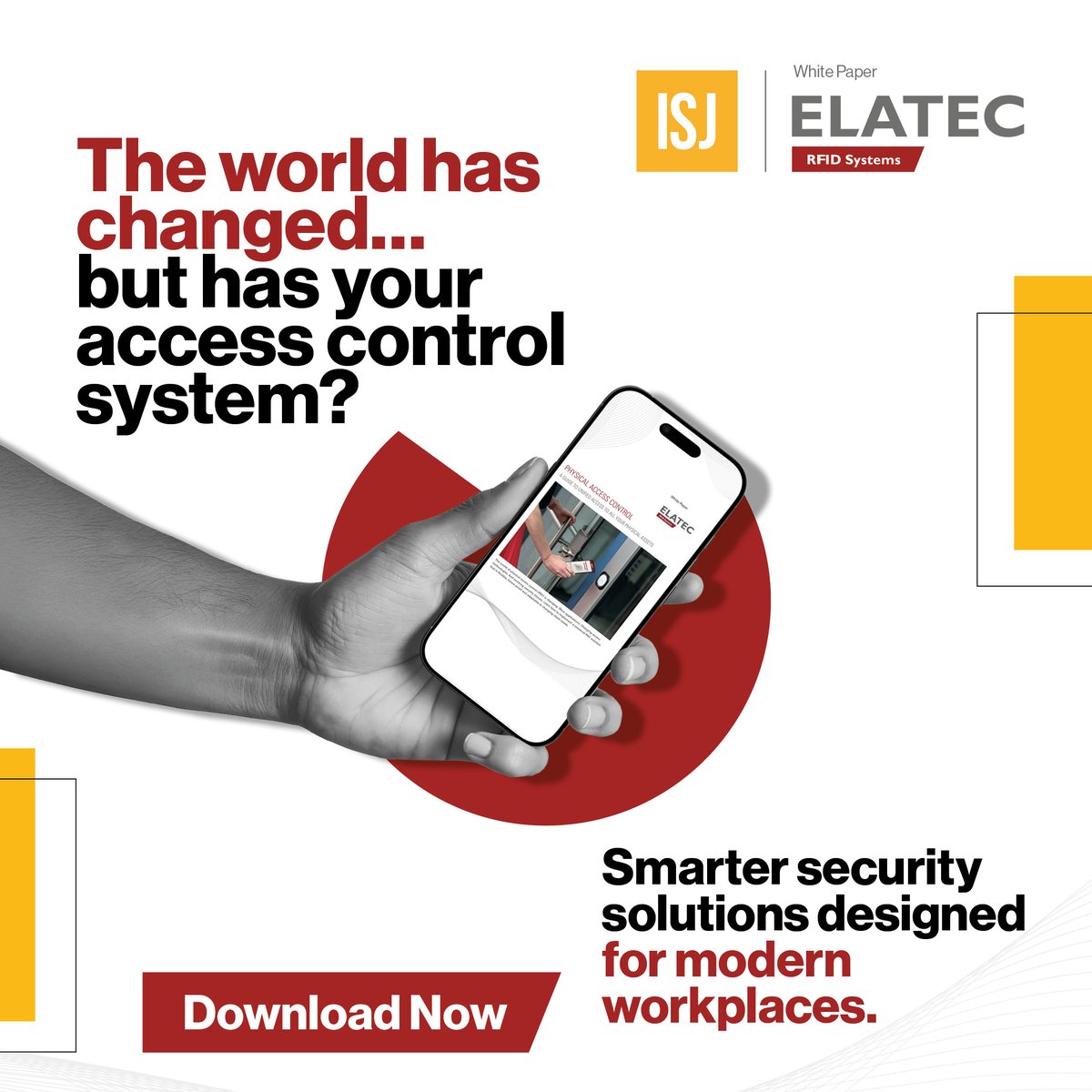 IntSecJournal's tweet image. The world has changed… but has your access control system?

Download ELATEC’s new whitepaper now to learn more: loom.ly/P0Np9gY

#Security #SecurityIndustry #GlobalSecurity #WhitePaper #AccessControl #RFID #Doors #IT #Integration #Locks #Risks