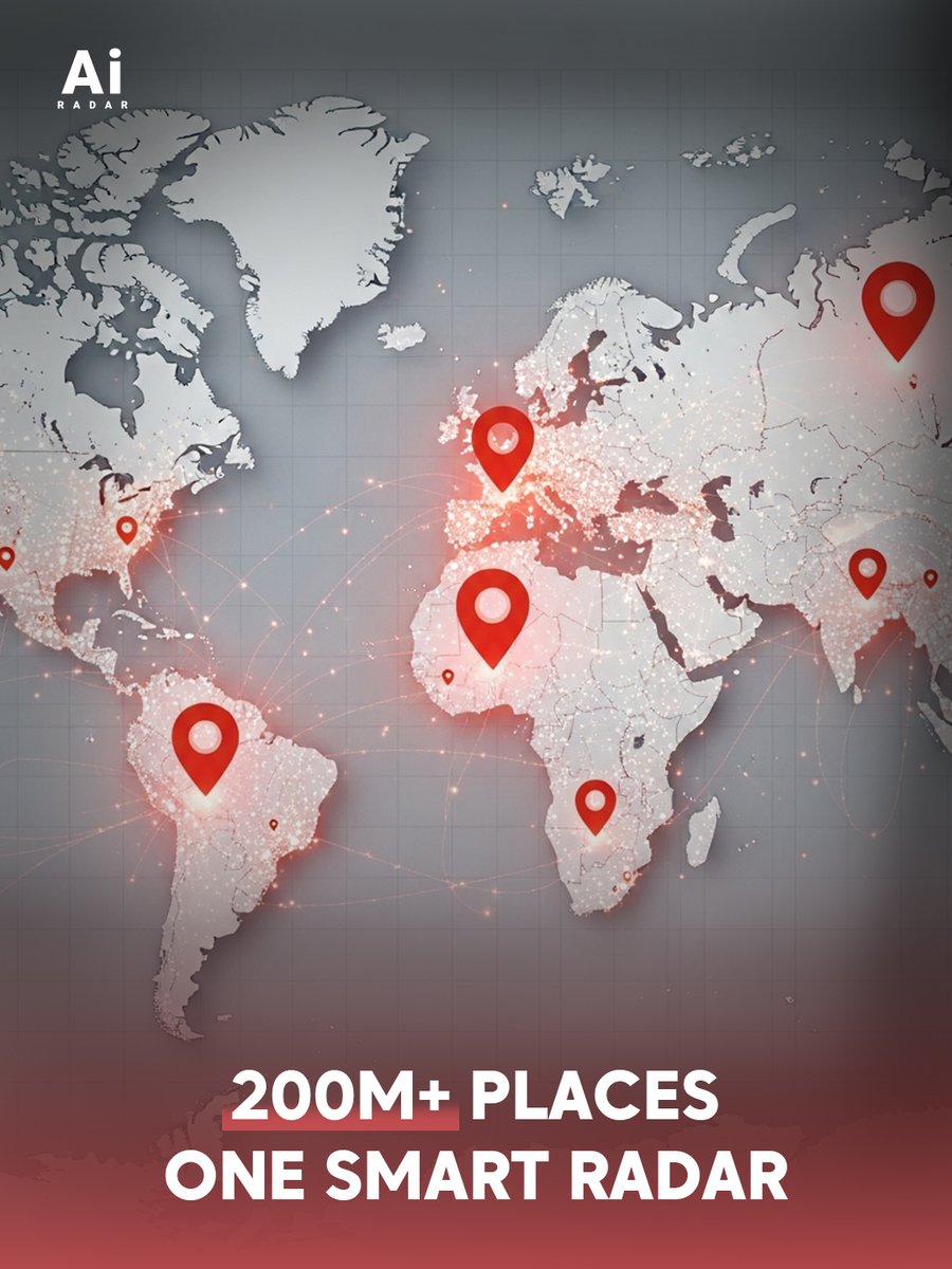 aiworldradar's tweet image. Explore the world like never before.
 AI RADAR combines AI with real-time global data,giving you instant access to over 200 million locations
 Integrated with Google Places and your favorite apps — Uber Careem Talabat and more
#AIRADAR #AItechnology #SmartMapping #FutureOfVision
