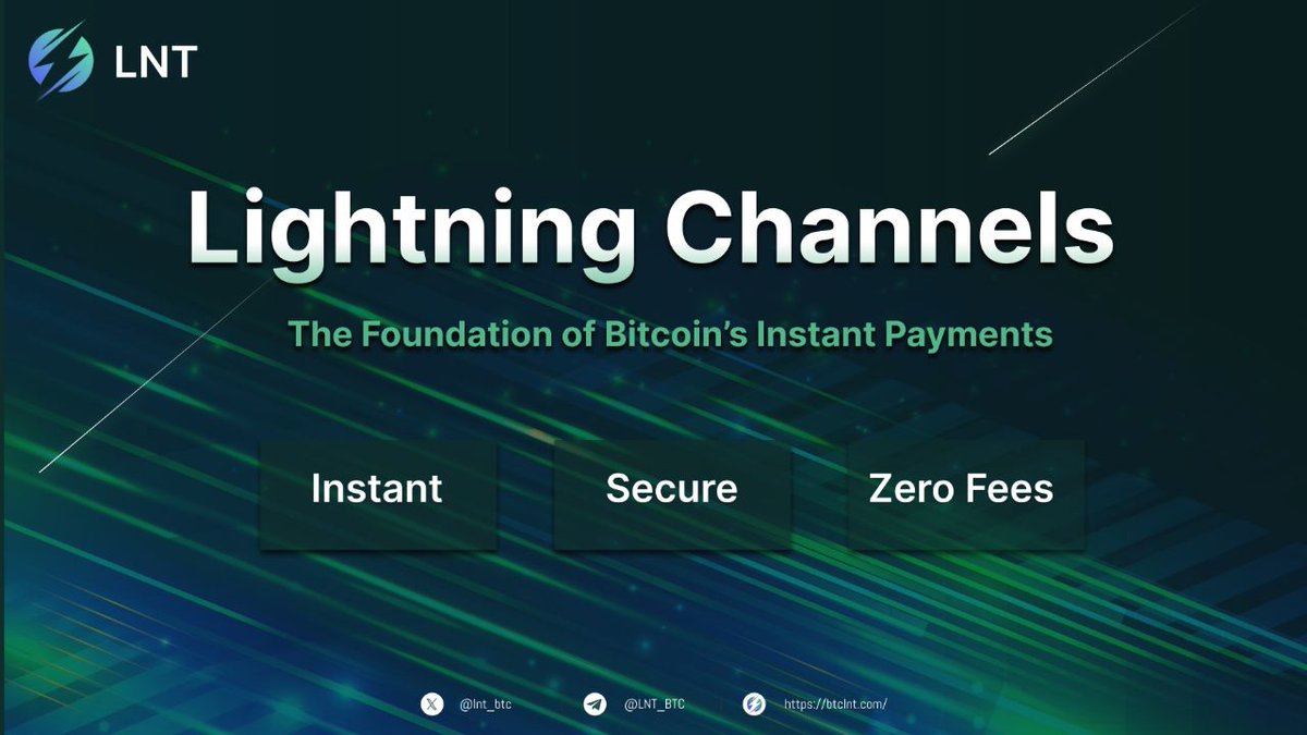 lnt_btc's tweet image. Lightning channels = the foundation of Bitcoin’s instant payments. ⚡

A channel lets two nodes transact off-chain:
• Instant payments
• Almost zero fees
• No blockchain congestion

Channels turn Bitcoin into a fast global payment network.
#LightningNetwork #Bitcoin #LNT
