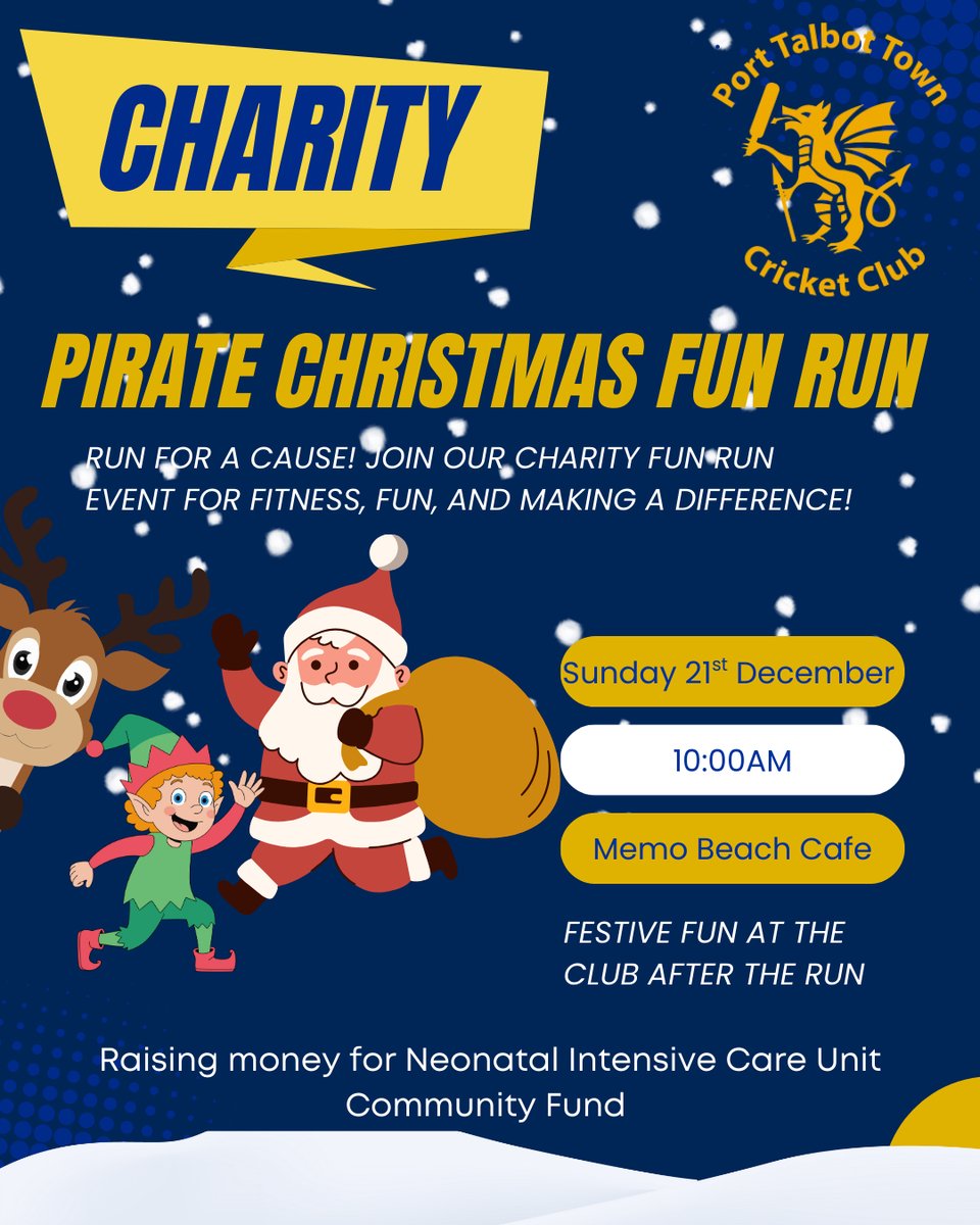 PirateCricket's tweet image. 🎄🏃‍♂️December Charity Fun Run! 🏃‍♀️🎅
Join us for a festive run in support of the Neonatal Intensive Care Unit Community Fund — walk, jog, or run, everyone’s welcome!
📅 21st Dec ⏰ 10am 📍 @memobeachpt 
Festive dress encouraged! ❤️
#CharityRun #FunRun #FestiveRun #CommunitySpirit