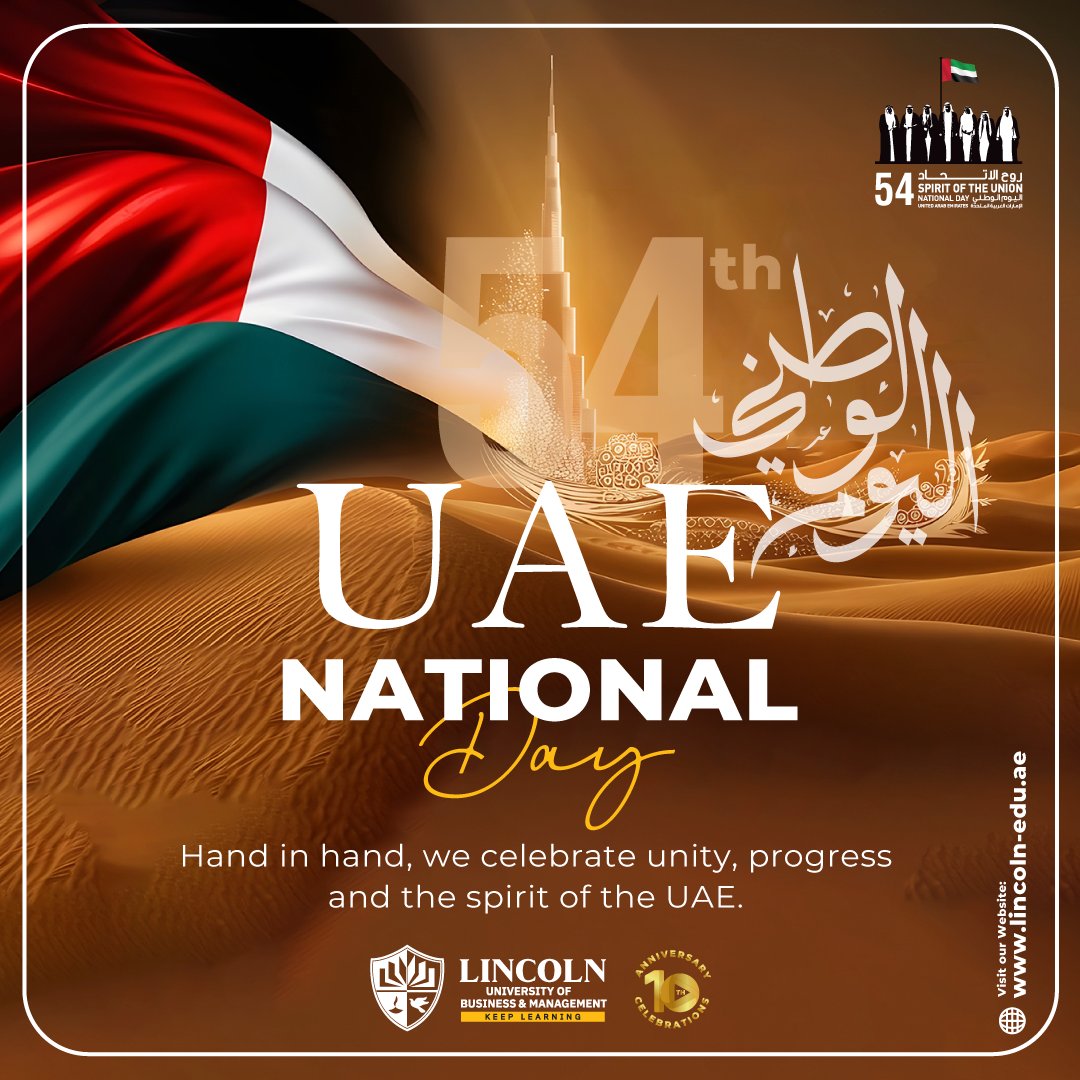 lubmmiddleeast's tweet image. This 54th UAE National Day 🇦🇪, LUBM celebrates the unity, vision and progress of this incredible nation. Proud to educate tomorrow’s leaders who will carry the UAE’s values forward. Happy UAE National Day! 🇦🇪
#UAENationalDay54 #LUBM #ProudlyUAE