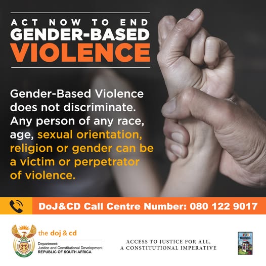 Let's work together to end gender-based violence and   femicide.
Report cases to the police on 10111, the GBV Gender Based Violence Command Centre on 0800 428 428 or the
@DOJCD_ZACall Centre on 080 122 9017.
#GBVF #EndGBVF <a href="/GCIS_IRC/">Information Resource Centre</a> <a href="/GCISGauteng/">GCIS Gauteng Prov Office</a> <a href="/GovernmentZA/">South African Government</a> <a href="/GautengProvince/">Gauteng Provincial Gov</a>