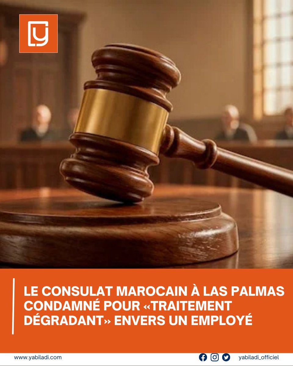 yabiladi_fr's tweet photo. Le tribunal des affaires sociales de #Las_Palmas 🇪🇸 a condamné le consulat #marocain 🇲🇦 à indemniser un employé administratif victime de #harcèlement_moral
Détails 👇 : https://t.co/eU6ubQ019T
#Maroc https://t.co/JRsMy8S3ef