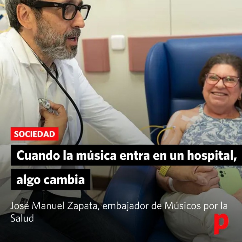 SOCIEDAD | La música no cura, pero sí sana. José Manuel Zapata, nuevo embajador de <a href="/Mporlasalud/">Músicos por la Salud</a>, lleva microconciertos a hospitales para aliviar la ansiedad y humanizar la atención.

¡Síguenos si quieres leer más noticias como esta!