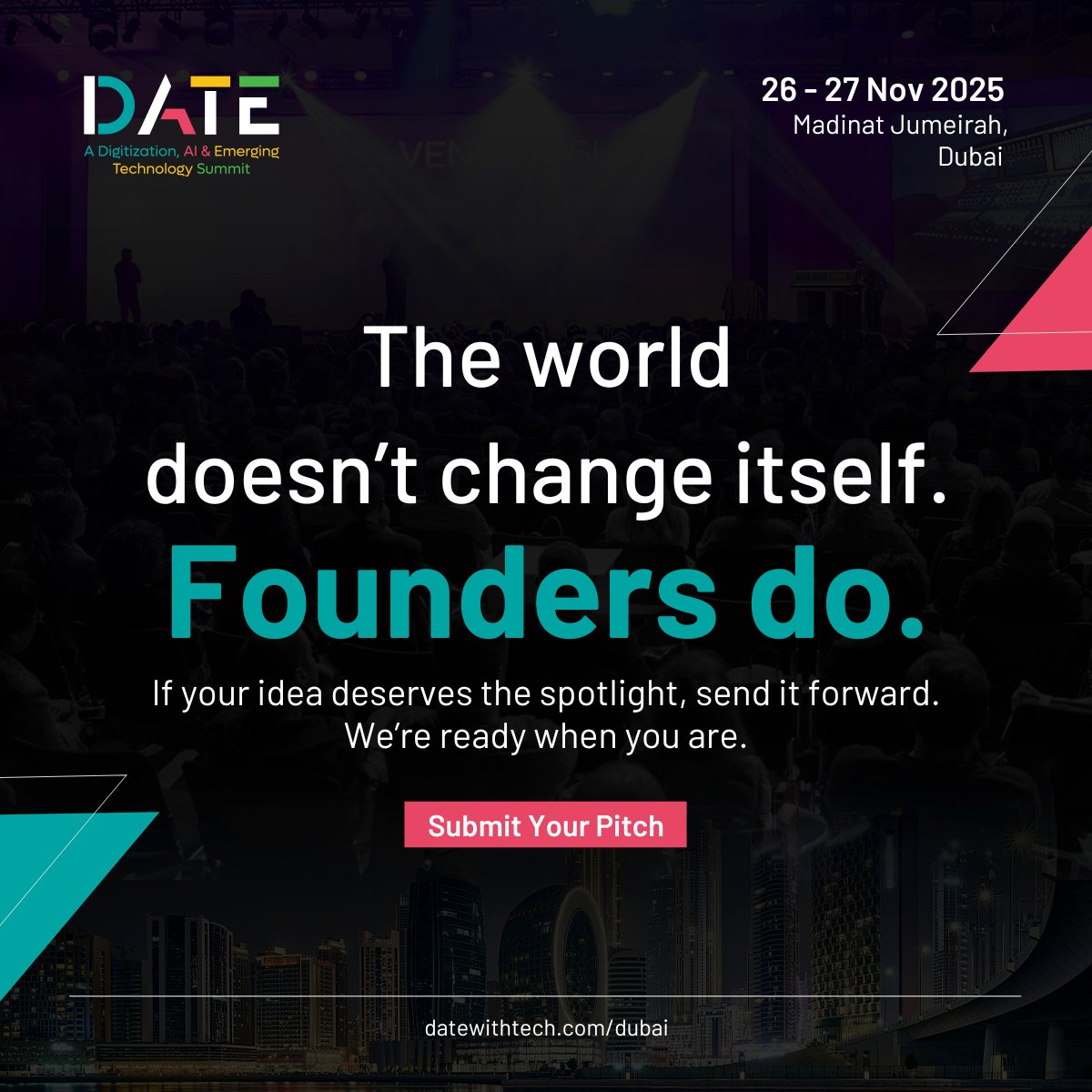 TresconEVENTS's tweet image. Your Vision. Their Belief. One Defining Moment. 

The world doesn’t change itself. Founders do.

Submit your pitch: hubs.li/Q03VCdp00

#Startups #VentureCapital #Pitch #Dubai