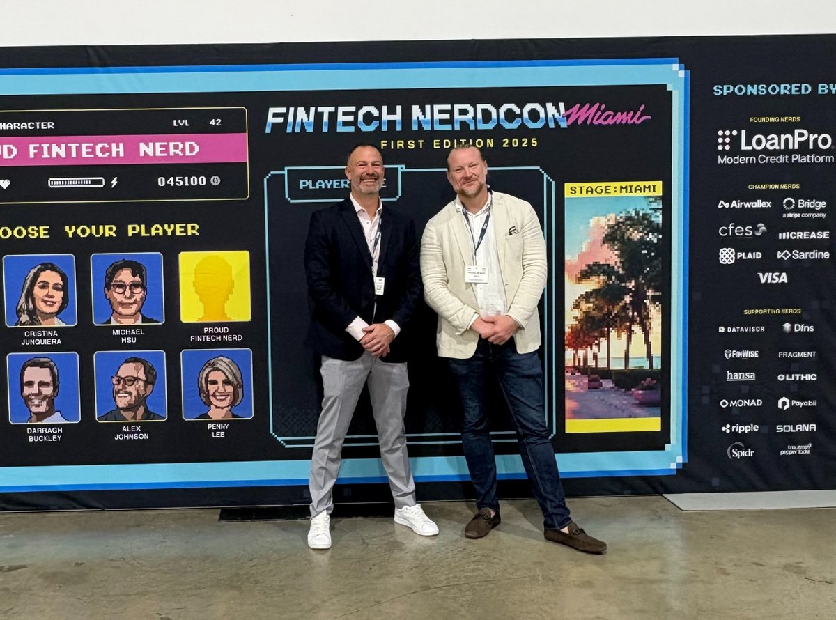 Two days in Miami flew by at Fintech NerdCon.

Our team reconnected with industry partners and had some truly valuable conversations. 

Missed us? Let’s keep the momentum going, reach out anytime. 

Here’s our favourite picture of Mattias and Bart.