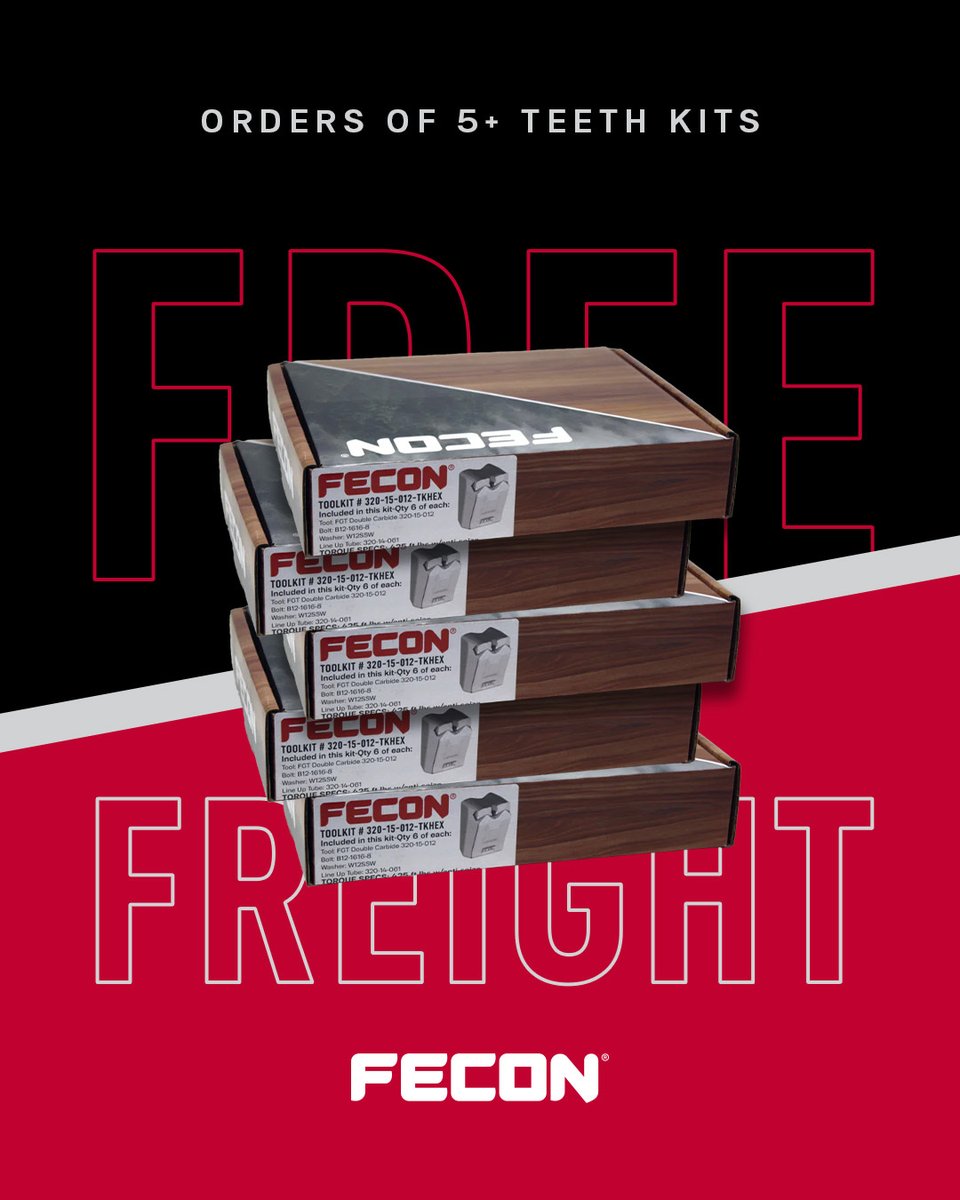 Feconllc's tweet photo. Free freight? You bet. 💪
One week left to get FREE freight on orders of 5 teeth kits or more and keep your Fecon gear working hard.

📦 Built tough. Shipped free. Shop now > https://t.co/48pohJtZYY

#Fecon #FeconTough #FeconDeals #MulchingMadeEasy https://t.co/VK4nmhEsYo