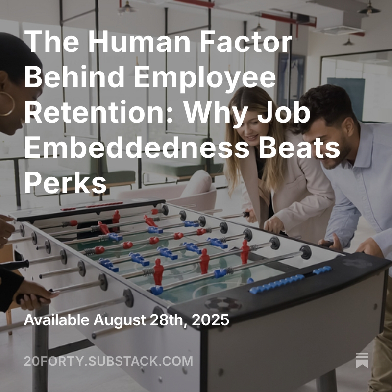 HFactorMethod's tweet image. Stop buying loyalty with perks. Start building psychological embeddedness.
Learn the 3 pillars that actually predict retention in this week&apos;s issue
hubs.ly/Q03S56yX0
#OrganizationalTransformation #HumanCenteredChange #TransformationStrategy #ChangeManagement