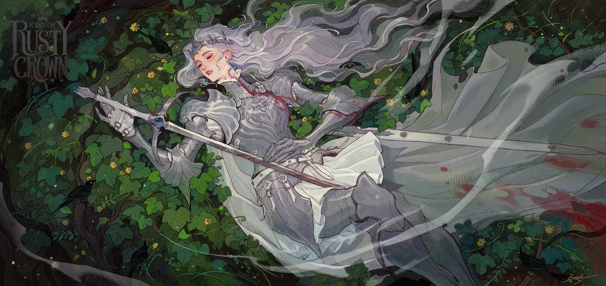 imbianzi's tweet image. The vines wove the moonlight into a thin veil, gently covering the silvery armor.
#OC #drawing  #illustration #art