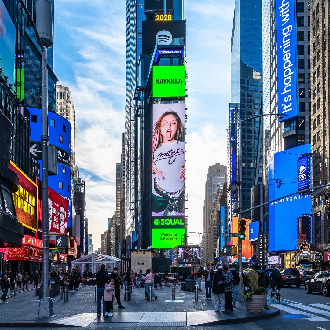IndoPopBase's tweet image. Naykilla stuns for Spotify’s EQUAL billboard in Times Square.
