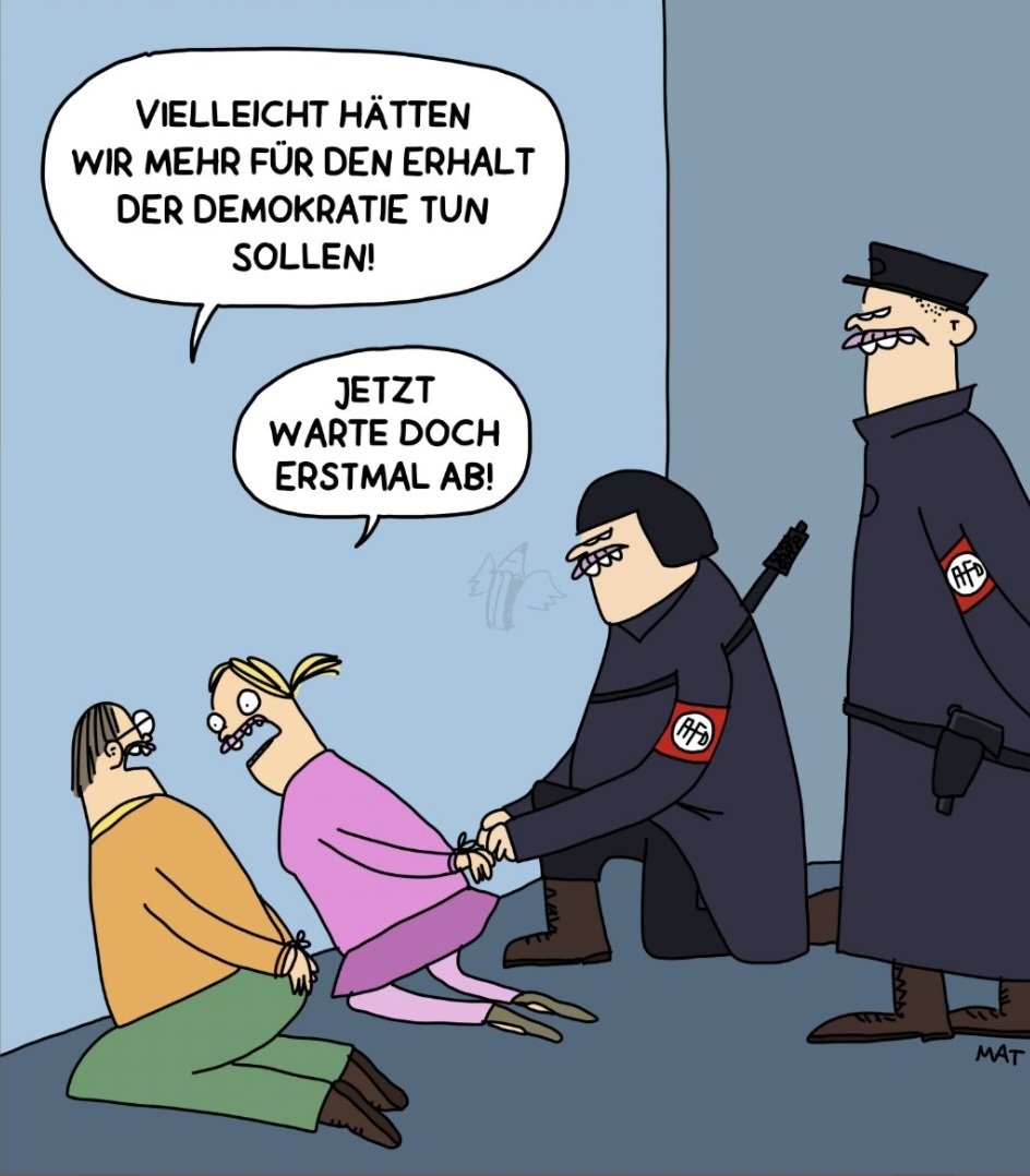 <a href="/RubenRupp/">Ruben Rupp MdB</a> Lass mich die Liste ergänzen:

- Die Polizei verhaftet nur wen wir wollen
- Richter sprechen Urteile, die wir vorgeben 
- Medien berichten das, was wir sagen, und wie
- In der Schule gibt es Unterricht ohne "Schuldkult"

Nein, Danke. Wir wissen ja schon, wie sowas ausgeht.