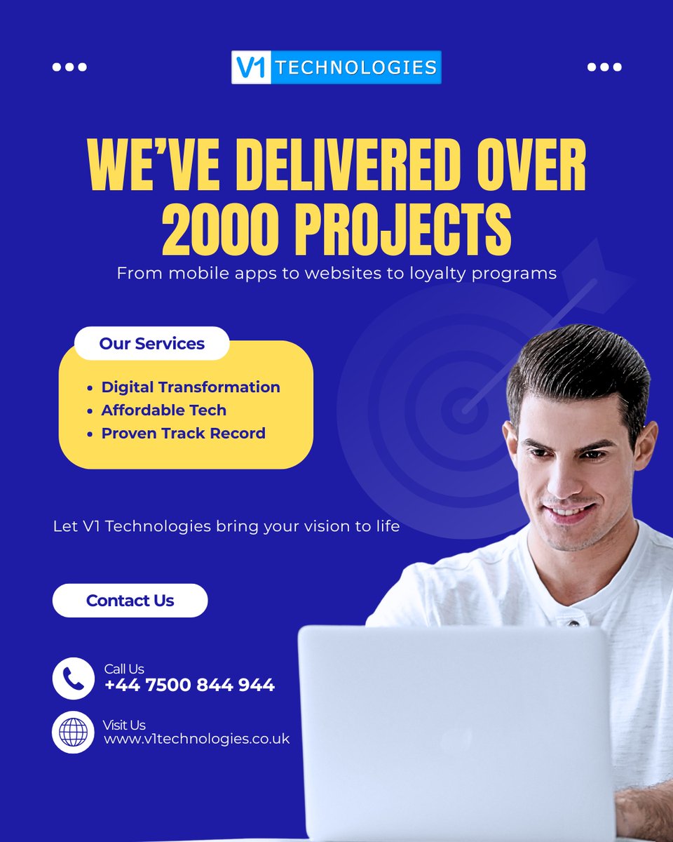 V1Technologies's tweet image. 𝐖𝐞’𝐯𝐞 𝐝𝐞𝐥𝐢𝐯𝐞𝐫𝐞𝐝 𝐨𝐯𝐞𝐫 𝟐𝟎𝟎𝟎 𝐩𝐫𝐨𝐣𝐞𝐜𝐭𝐬 — from mobile apps to websites to loyalty programs. Your business could be the next success story. 

#ProvenTrackRecord #DigitalTransformation #v1tech

 Visit: v1technologies.co.uk