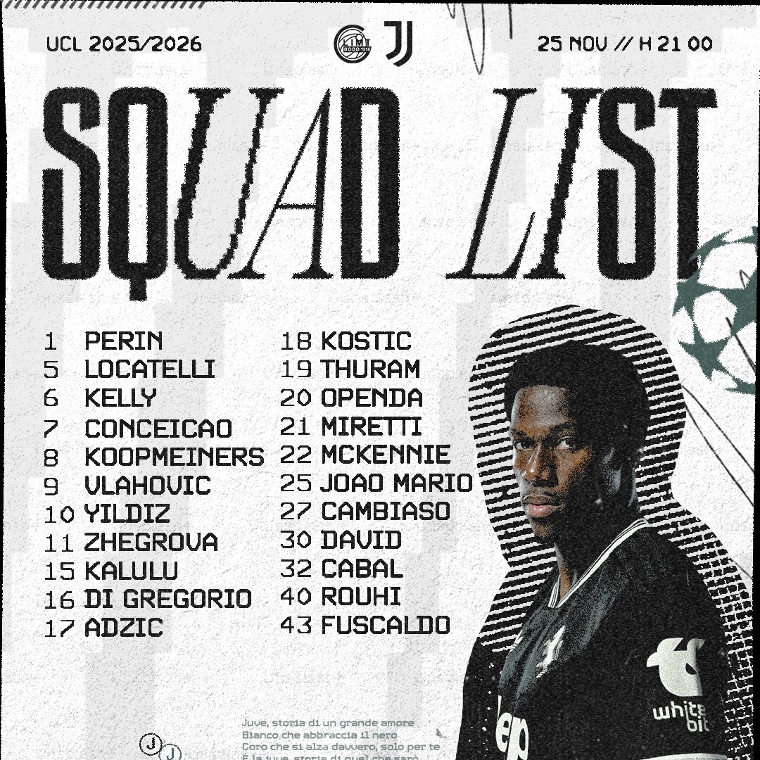 📜 La lista dei convocati per la gara di domani sera di Champions League in Norvegia ✍🏻🏆

#BodoJuve #UCL