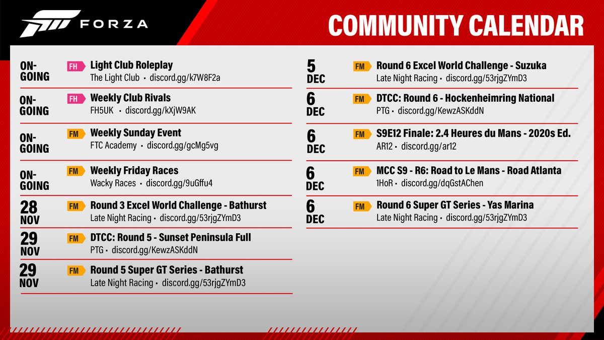 ForzaMotorsport's tweet image. Check out this weeks community calendar!