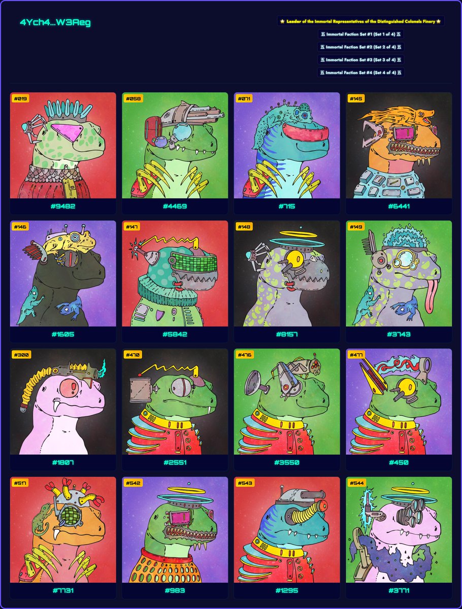 "Leader of the Immortal Representatives of the Distinguished Colonels Finery"

Doesn't get much better than that for a <a href="/GalacticGeckoSG/">🟩Galactic Gecko Space Garage 🦎 🛸 🪐</a> title does it?