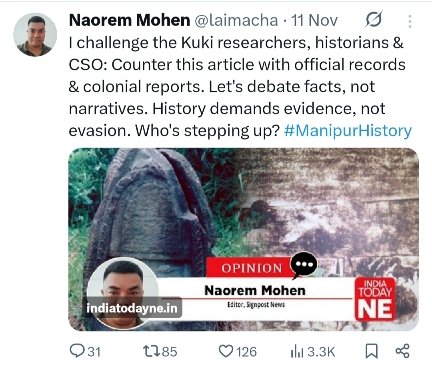 Miss or Mr <a href="/haokipkim128/">𝗞𝗶𝗺 𝗛𝗮𝗼𝗸𝗶𝗽</a>, have you seen my reply? You failed to read my tweet.  I said let's D-E-B-A-T-E. Not some X space. How will your professors and researchers show the documents and records in space? Wait for me, I will be in Delhi soon!