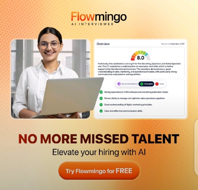 Nail_gee's tweet image. Ready to revolutionize hiring? 🚀 Flowmingo’s AI-powered platform streamlines interviews, saves time, and finds the best talent faster. Say goodbye to endless resumes! #HiringMadeEasy #Flowmingo #RecruitmentTech #ProductivityBoost&quot;
Join Now: flowmingo.ai/?utm_source=33…