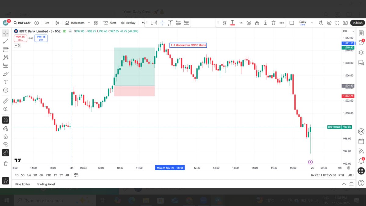 YourDailyCredit's tweet image. 24 Nov Trade
Longs - Tech M, Bajaj Auto, HDFC Bank, Nifty Calls
Shorts - Hindcopper, Godrej Prop
😍

#intradaytrading #momentumtrader #experiencedtrader #nismcertified #researchanalyst 
NOT A SEBI RA NOT RESPONSIBLE FOR PNL

t.me/Profitpulsepri…

youtu.be/977ye6yLdto
