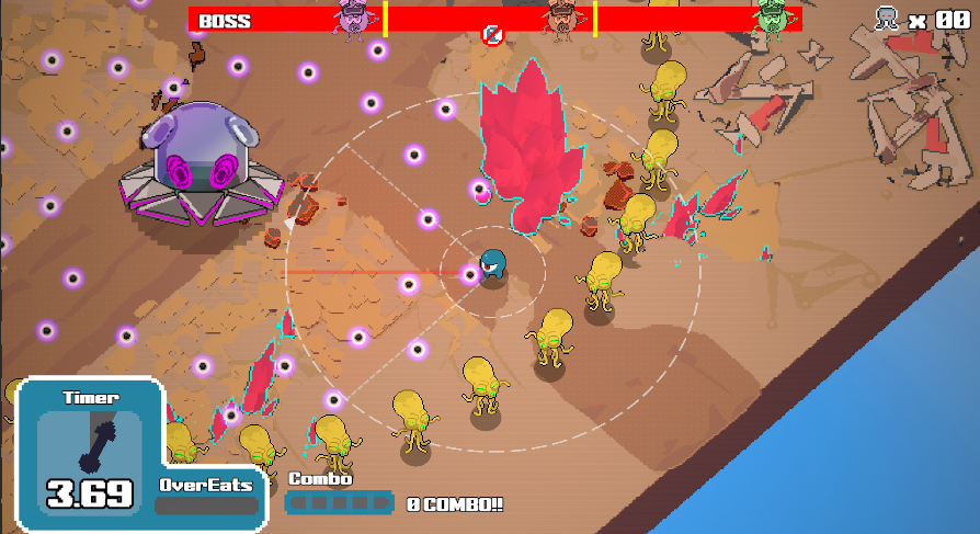 KishiroUnity's tweet image. 引き続きゲームを作っています。
これはUFO型のボス。