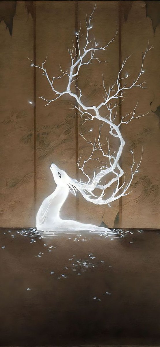 In Chinese mythology, glimpsing Fu Zhu, a gentle white deer with four horns, was no blessing. 

Despite its serene appearance, this rare beast was an omen of devastating floods. Its presence signaled nature out of balance, a warning cloaked in elegance.

🎨 Fu Zhu, by Shanze