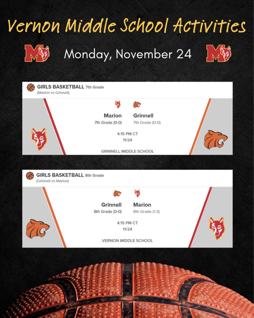 VMS Activities: Monday, November 24 - Girls Basketball