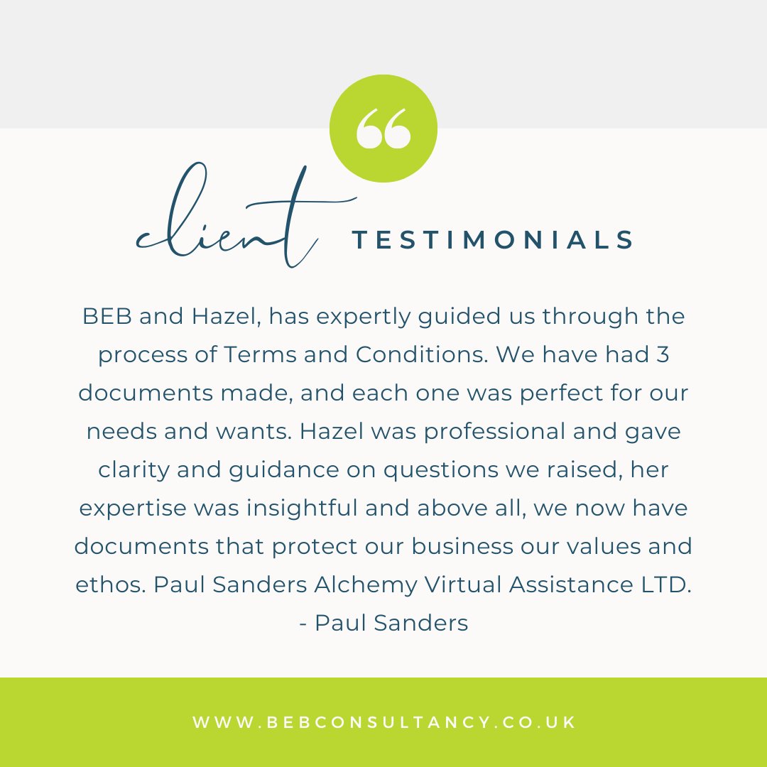“...we now have documents that protect our business, our values, and our ethos...”

It’s always rewarding to see our work help businesses stay true to who they are whilst staying protected.

For more case studies on how we can help you, visit our website: bebconsultancy.co.uk/case-studies/