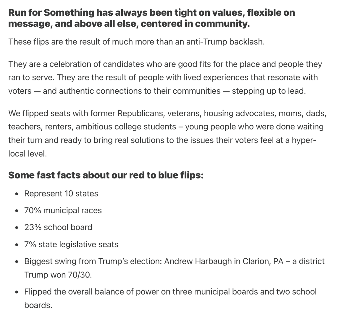 amandalitman's tweet image. In this week&apos;s @runforsomething feel-good update (link in replies) -- an overview of the trends we saw in our 43 (!!) red to blue flips this month.
