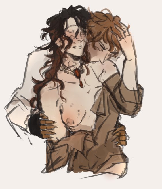 Titty out and their Eldritch bf kissing their neck 
#oc