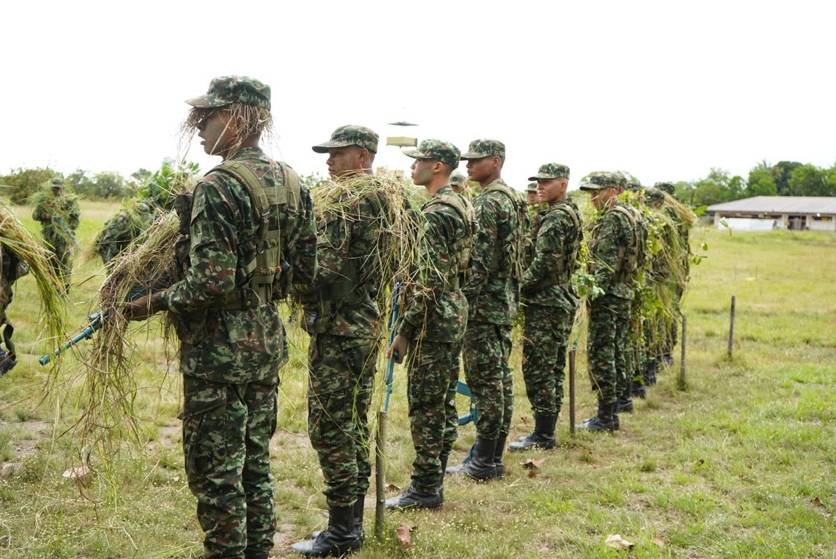 La disciplina se forja en el terreno. Soldados de la #Brigada28 del <a href="/COL_EJERCITO/">Ejército Nacional de Colombia</a> fortalecen sus habilidades de camuflaje y desplazamiento táctico durante jornadas de entrenamiento. 
Compromiso, preparación y entrega al servicio de la seguridad del país. 🇨🇴✨