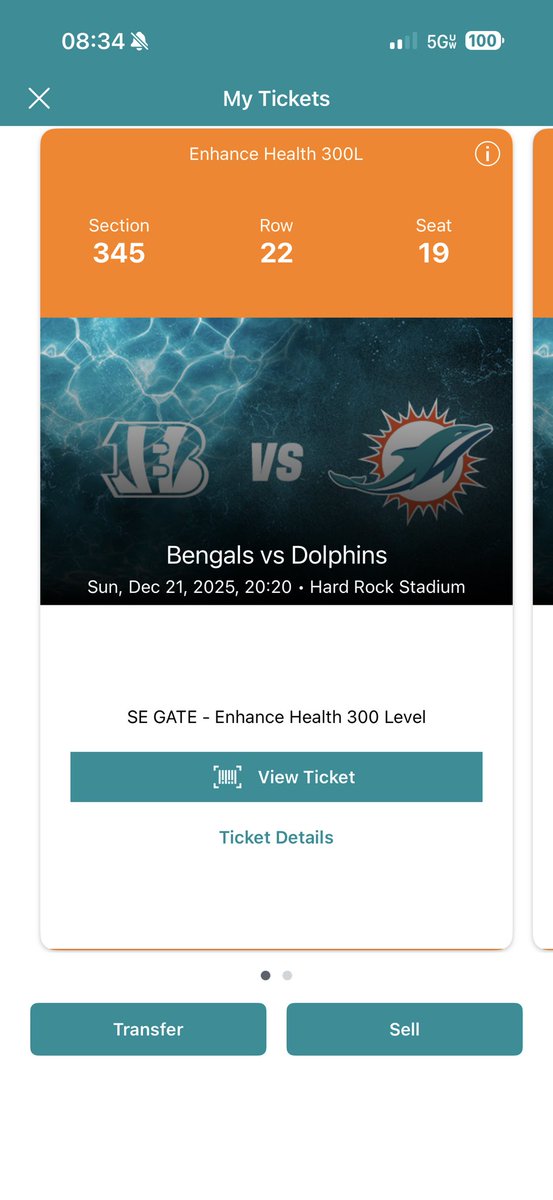 jmarrazzo296's tweet photo. Hey everyone, I have two tickets and YELLOW parking pass to the Bengals game on Sunday night 12/21. Section 345 Row 22 Seats 19-20. Market price OBO. DM if interested! https://t.co/g28wJQrEHn