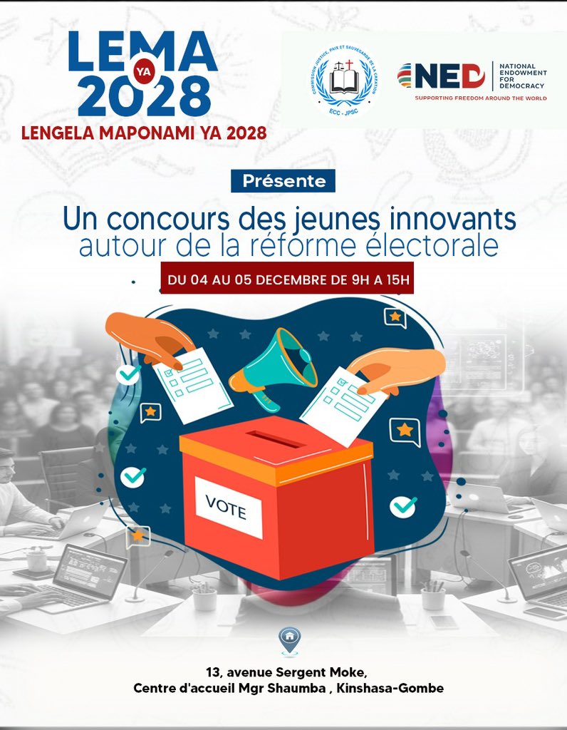 CONCOURS NATIONAL AUTOUR DE LA RÉFORME ÉLECTORALE 2028

  Vous êtes jeunes #innovateurs, développeurs, designers, militants, experts en communication, juristes, informaticiens, militants cette opportunité s’offre à vous ! 📣📣*_

Postulez dès maintenant et devenez le jeune