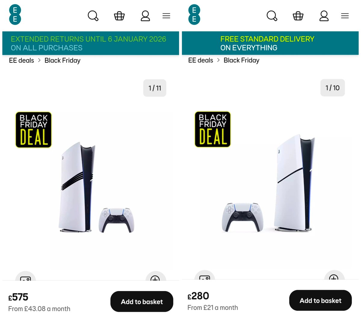 nib95_'s tweet image. If you&apos;re in the UK there&apos;s some great #PS5 Black Friday deals on at the moment.

PS5 Pro £575 / £120 off
PS5 Pro EA FC26 bundle £585
PS5 Digital £280 / £150 off
PS5 Digital Fortnite bundle £289
PS5 EA FC26 bundle £379 / £100 off

ee.co.uk/ee-deals/black…

ao.com/product/p5hehw…