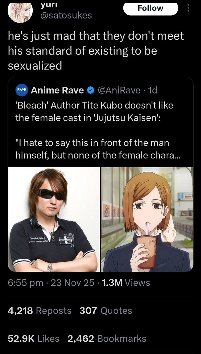 BLEACH_FAN001's tweet image. 52K on Misinformation hate post ? Yeah this jjk fandom is Trash