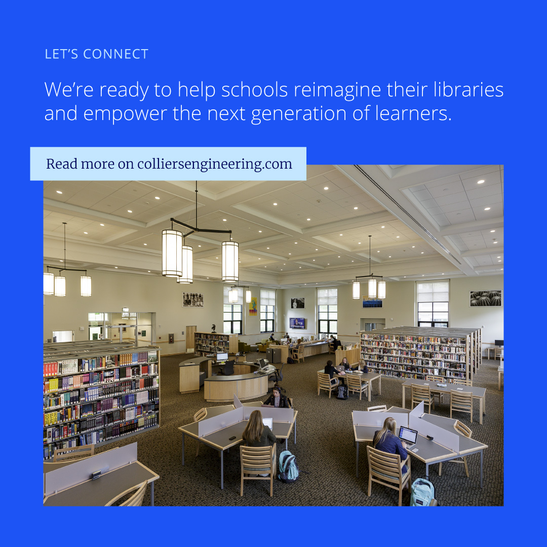 ColliersEng's tweet image. Libraries are no longer just places to find books, they&apos;re becoming hubs for collaboration, creativity and STEM innovation! 📚✨

👉Explore how k-12 library design is transforming from book smart to STEM smart: ow.ly/AtgY50XwPlX 

#K-12 #LibraryDesign #EducationDesign