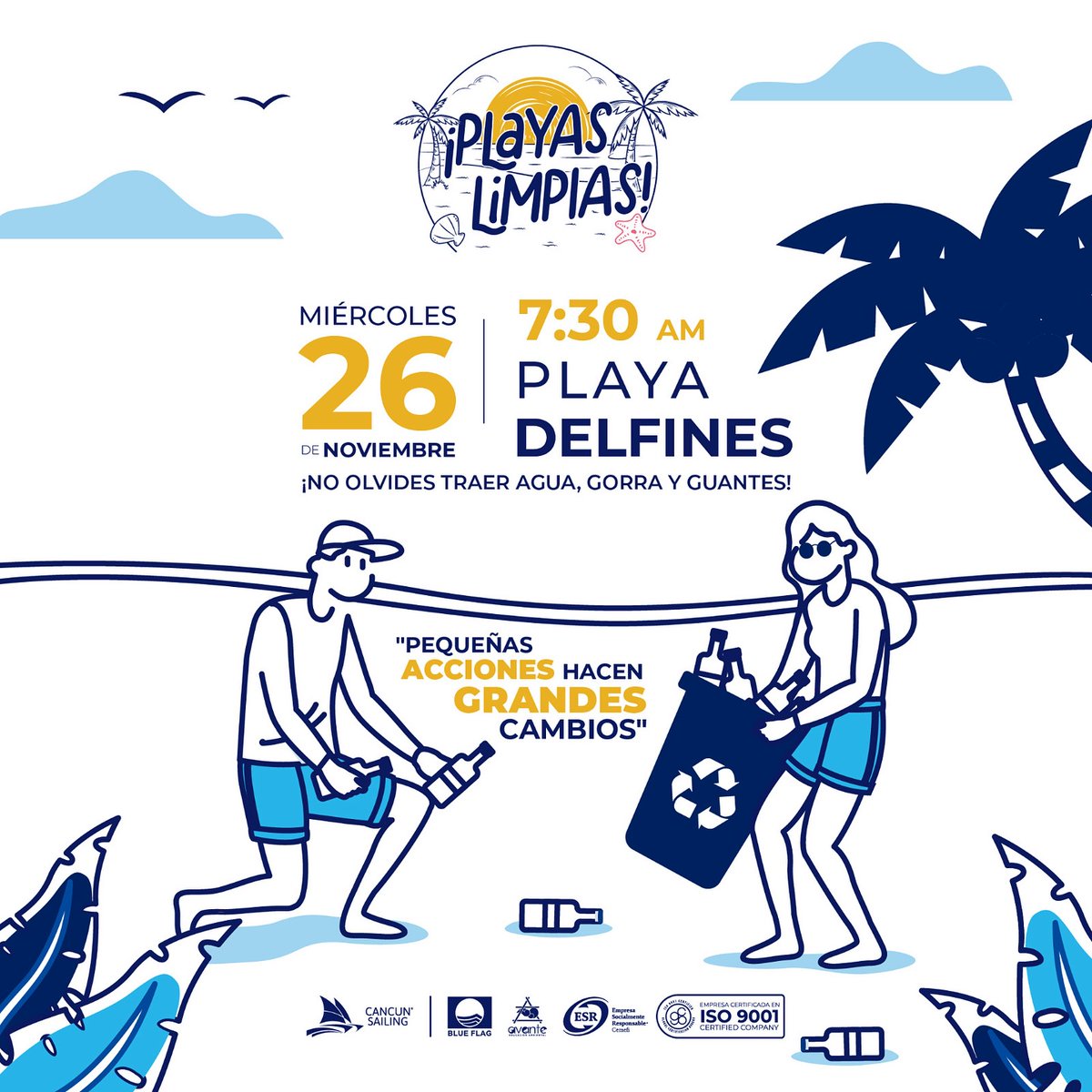 🌊💙 ¡Únete a <a href="/CancunSailing/">Cancun Sailing Tours</a> en la próxima limpieza de playas!
Este 26 de noviembre en Playa Delfines 🏖️ regístrate aquí 👉 mkt.cancunsailing.com/es/limpieza-de… y participa para ganar un pase doble en catamarán 🚤✨
Cada acción cuenta♻️
#PlayasLimpias #CancunSailing #CuidemosElMar