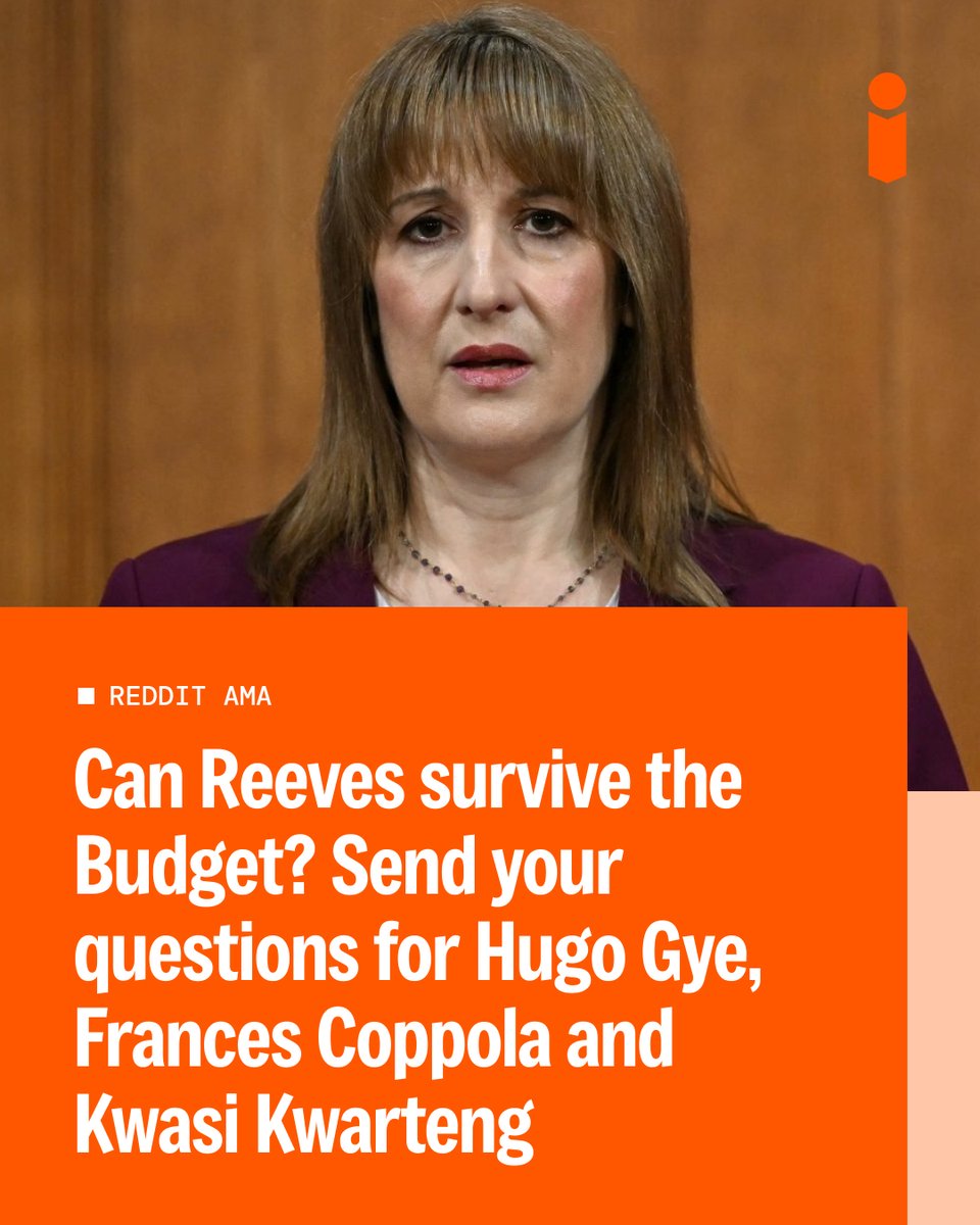 theipaper's tweet image. Can Rachel Reeves survive her own Budget? Political editor Hugo Gye, economist Frances Coppola and former chancellor Kwasi Kwarteng will be answering this question and more. 

Send in your questions here ➡️ trib.al/USSJlz7